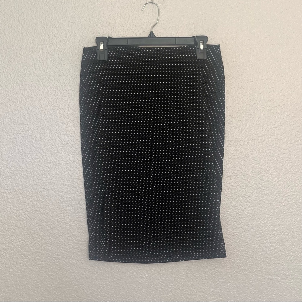 Elle Black Pencil Skirt with Polka Dots pull on stretch size XS